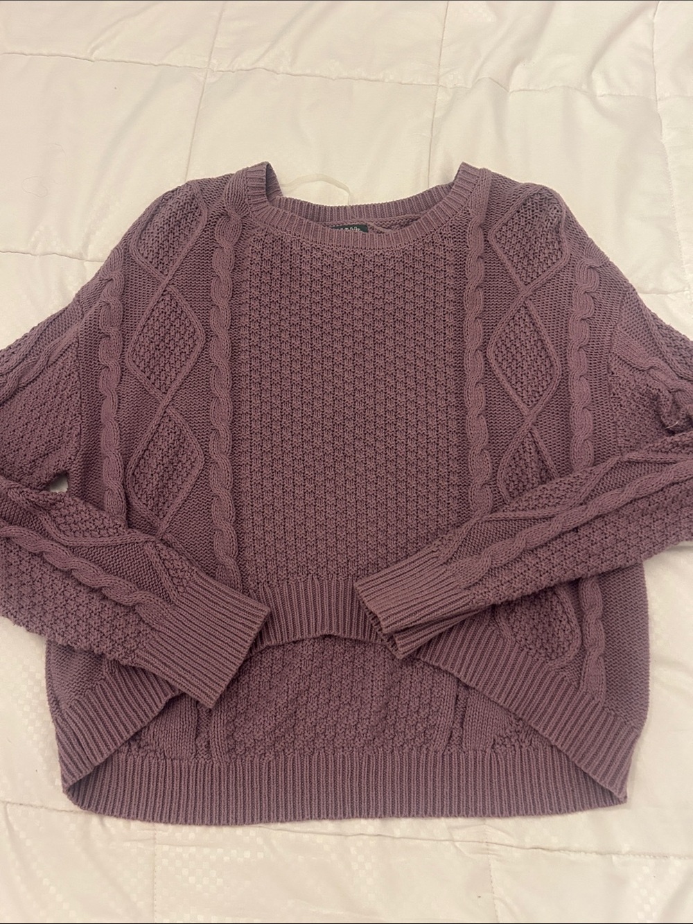 Wild Fable Women's Cable Knit Crewneck Sweater - Dusty Mauve- medium